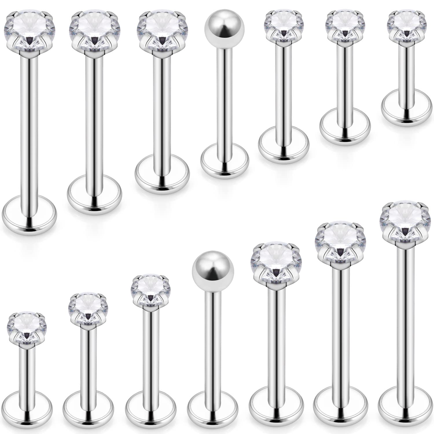 Body Jewelry Surgical Steel - 16G Different Sizes Flat Back Stud