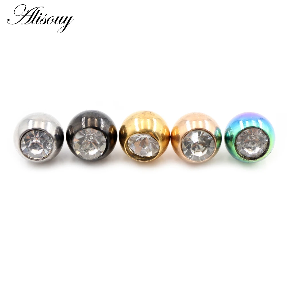 2 Pieces 14G/16G Zircon Stainl - Body Jewelry Replacement Ball 评论和价格