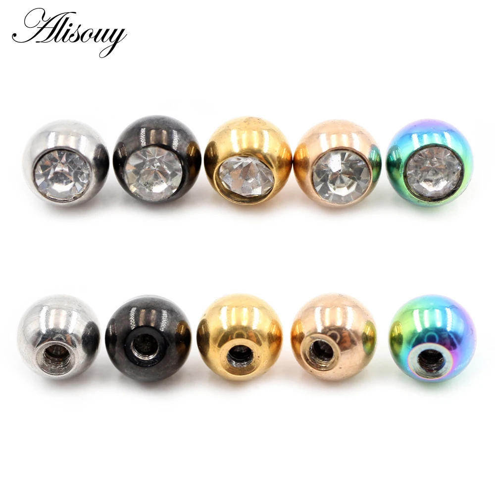 2 Pieces 14G/16G Zircon Stainl - Body Jewelry Replacement Ball 评论和价格