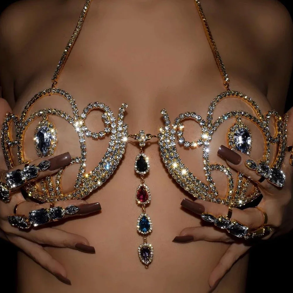 Luxury Rhinestone Bikini Bra G - Body Jewelry Retainers 评论和价格