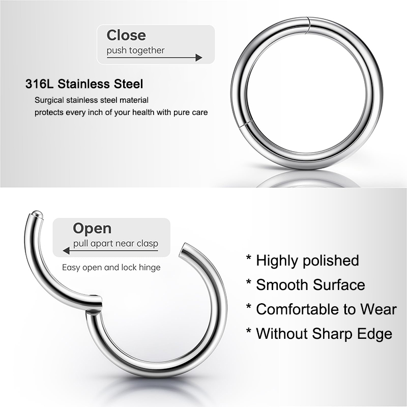 16G 316L Surgical Steel Hinged - Body Jewelry Surgical Steel 评论和价格