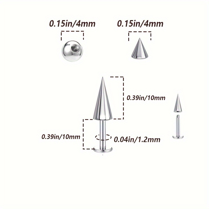 5pcs Spikes Punk Fashion Stain - Body Jewelry Replacement Ball 评论和价格