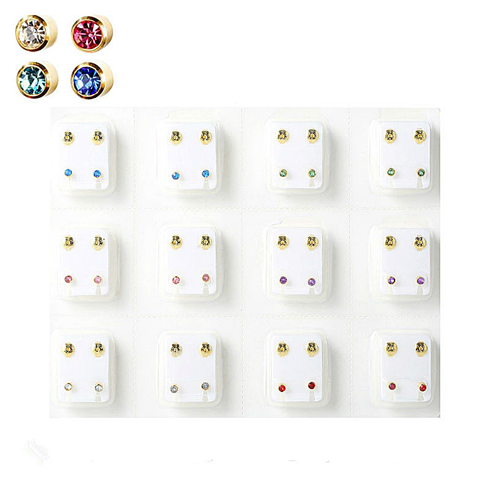 12 Pairs Crystal Medical Earri - Body Jewelry Surgical Steel 评论和价格