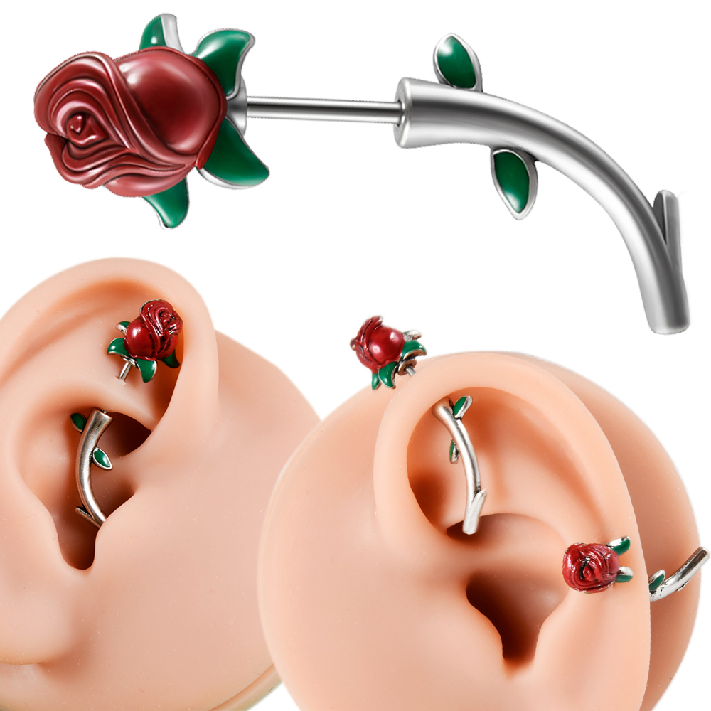 1PC Surgical Steel  Red Rose F - Body Jewelry Surgical Steel 评论和价格