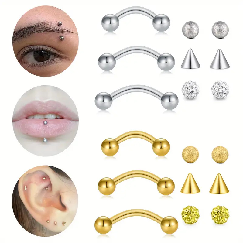 3pcs 16G Stainless Steel Curve - Body Jewelry Replacement Ball 评论和价格