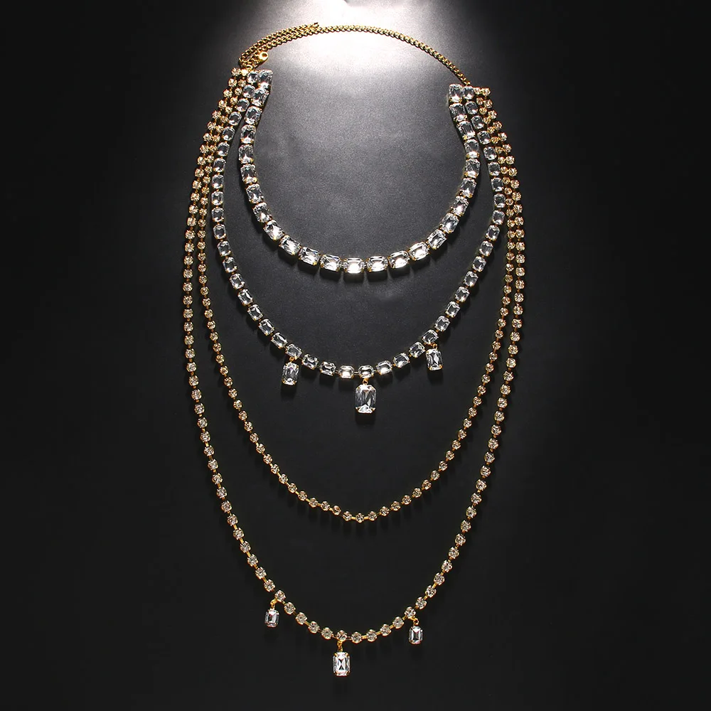 Shine Rhinestone Long Tassel B - Body Jewelry Necklace 评论和价格