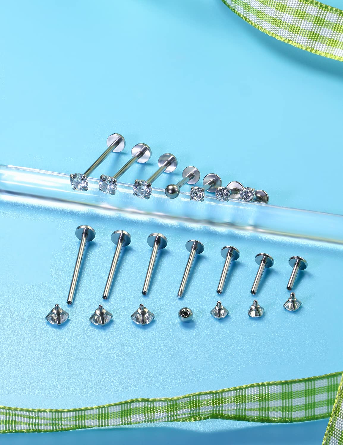 16G Different Sizes Flat Back  - Body Jewelry Surgical Steel 评论和价格