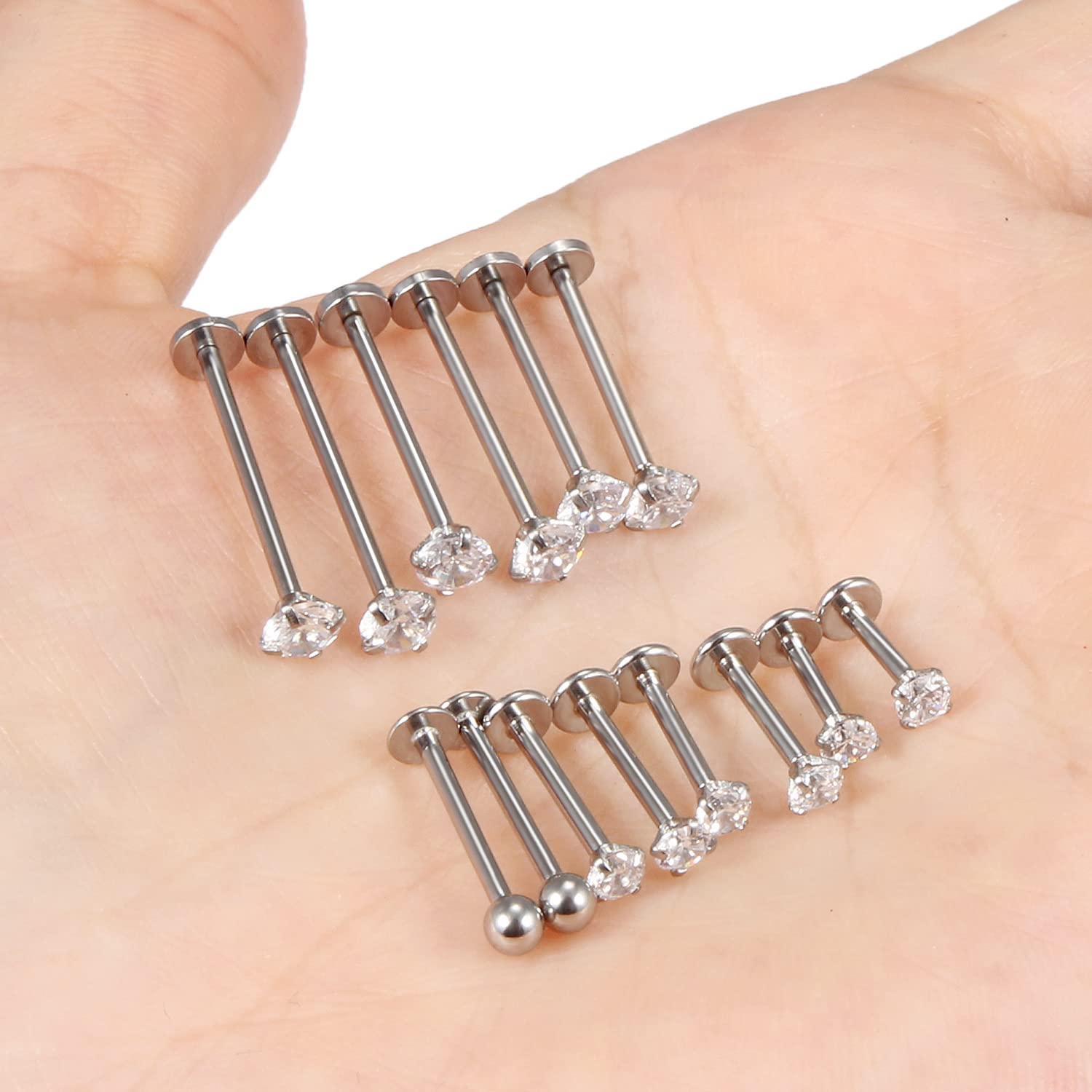 16G Different Sizes Flat Back  - Body Jewelry Surgical Steel 评论和价格
